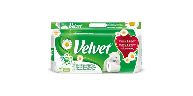 Toaletní papír třívrstvý Velvet Camomile -aloe 8x150                                                                                                                                                                                                      