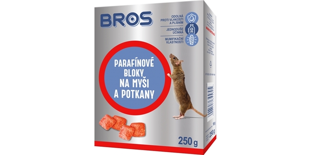 BROS – parafínové bloky na myši, krysy a potkany 250 g                                                                                                                                                                                                    