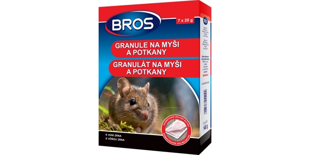 BROS – granule na myši, krysy a potkany 140 g                                                                                                                                                                                                             